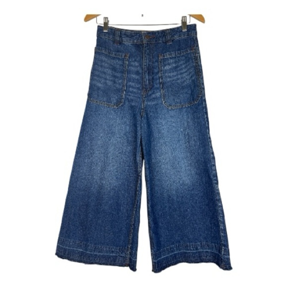 We The Free Sz 27  Dawn To Dusk Crop Wide Leg Jeans Released Hem High Waist
